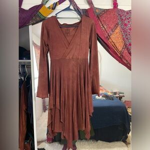 Stretch hemp asymmetrical hand made dress. Beautiful and flowy, light weight.